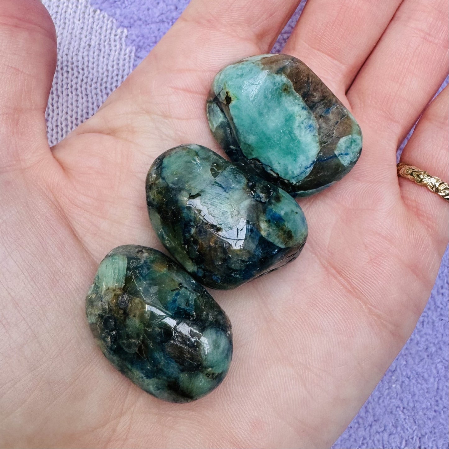 Azurite with Green Moonstone Tumbles